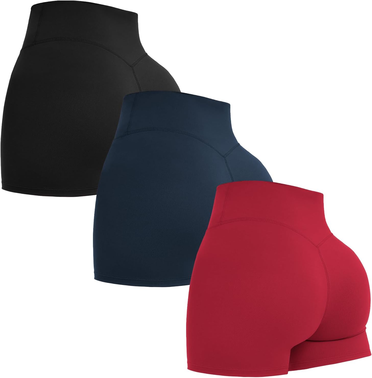 3 Pack Women’s No Front Seam High Waist Biker Shorts Gym Volleyball Spandex Booty Shorts for Workout Yoga Dance