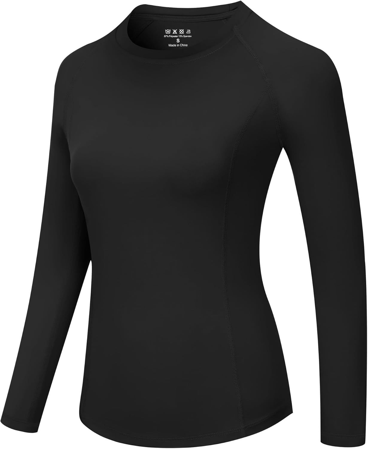 Runhit Compression Shirt Women Long Sleeve, UPF 50+ Crew Neck Workout Base Layer, Quick Dry Athletic Underscrub Tops