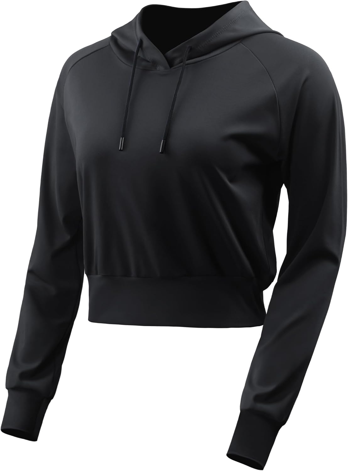 CADMUS Women’s Workout Long Sleeve Shirts with Hoodie Sweatshirt Running Crop Top