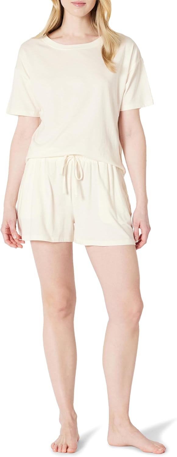 Amazon Essentials Women’s Soft Cotton Blend Short Sleeve T-Shirt and Short Sleepwear Set