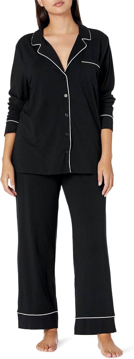 Amazon Essentials Women’s Long Sleeve Cotton Modal Pajama Set, Loungewear with Full-Length Bottom