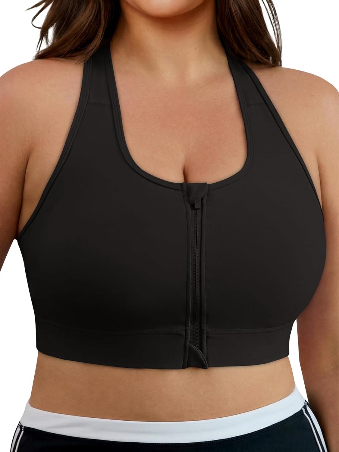 Aoysky High Impact Adjustable Sports Bras for Women Plus Size Front Zip Criss Cross Bras with Removable Pads Workout Running