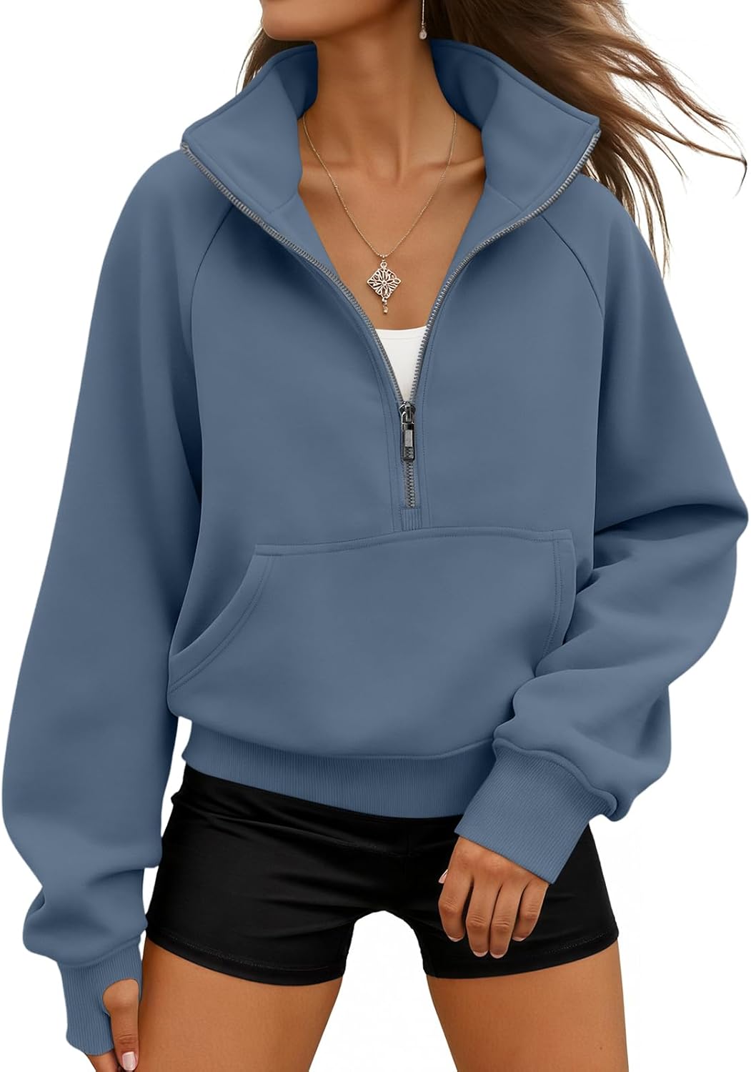 WYNNQUE Womens Sweatshirts Hoodies 2026 Fall Fashion Clothes Half Zip Pullover Cropped Fleece Sweaters Workout Soft Outfits