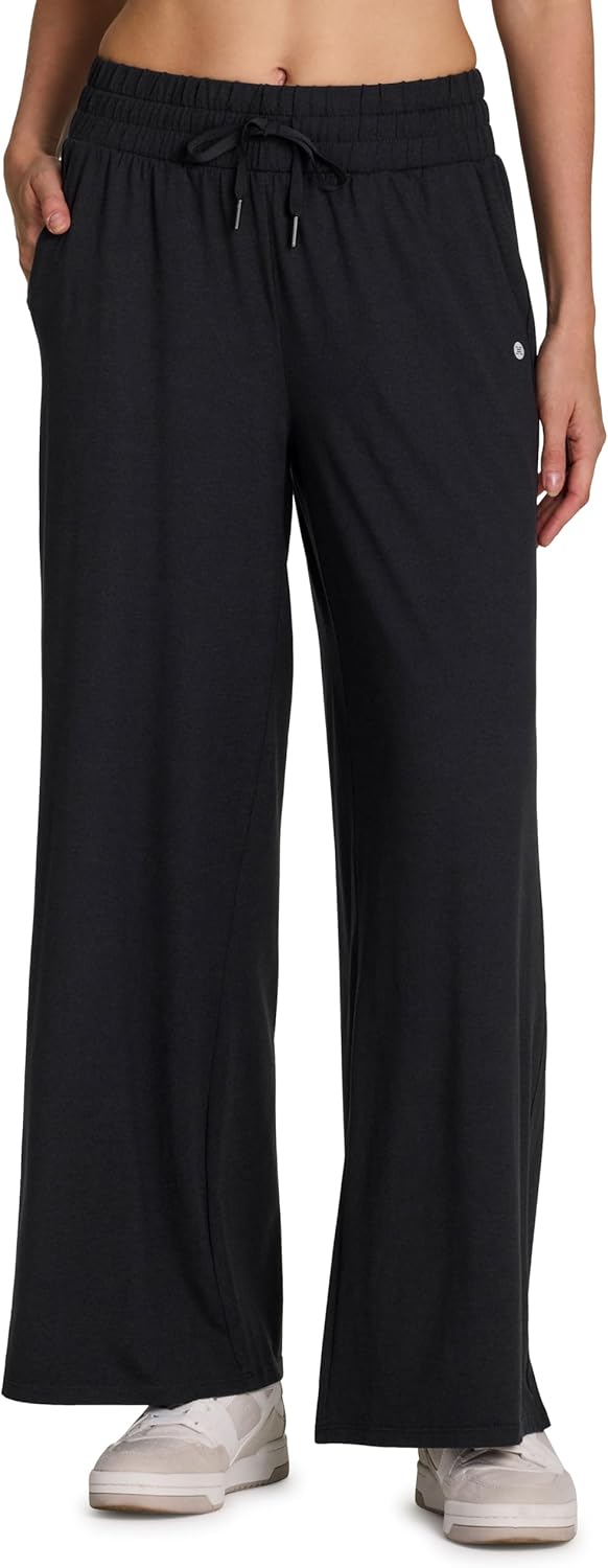 RBX Women’s Lightweight Relaxed Fit Yoga Pants with Pockets, Buttery Soft Wide Leg Sweatpants for Workouts, Lounging