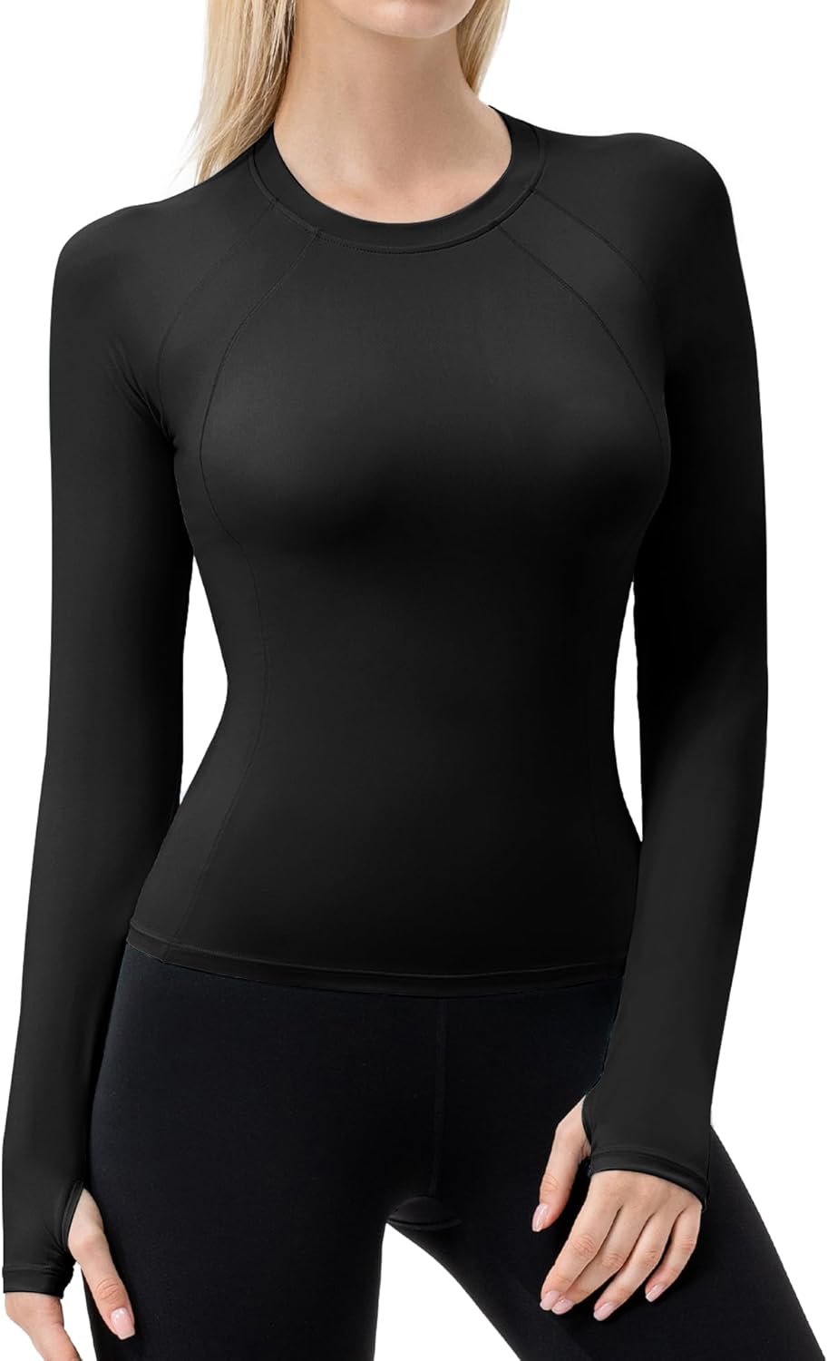1/2 Pack Women’s Compression Shirts Long Sleeve Seamless Workout Tops with Thumb Holes Dry Fit Athletic Gym Shirts