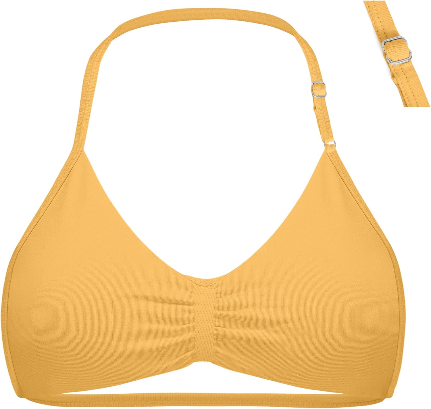 Women’s Strappy Bras Halter Bra Seamless Open Back Sports Bras Bralette Crop top with Adjustable Thin Strap & Removable Cups