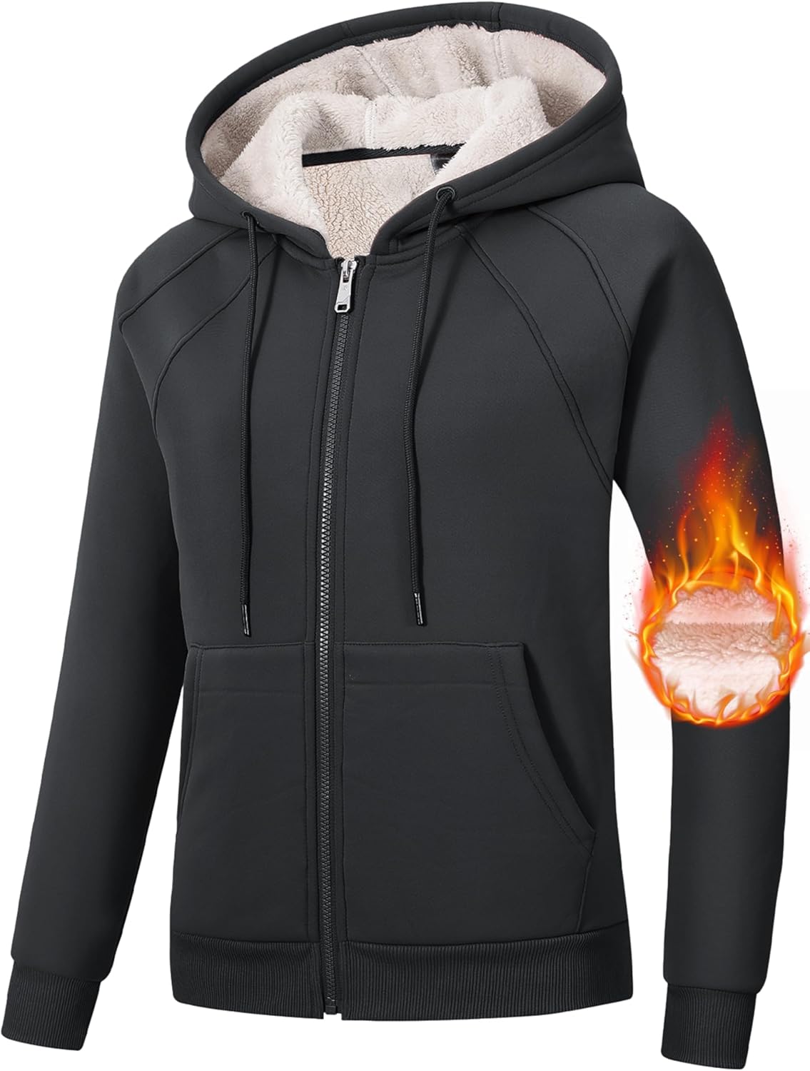 MoFiz Women’s Fleece Zip Up Hoodie Warm and Cozy Sherpa Lined Sweatshirt Winter Hoodie Jackets for Women with Pockets