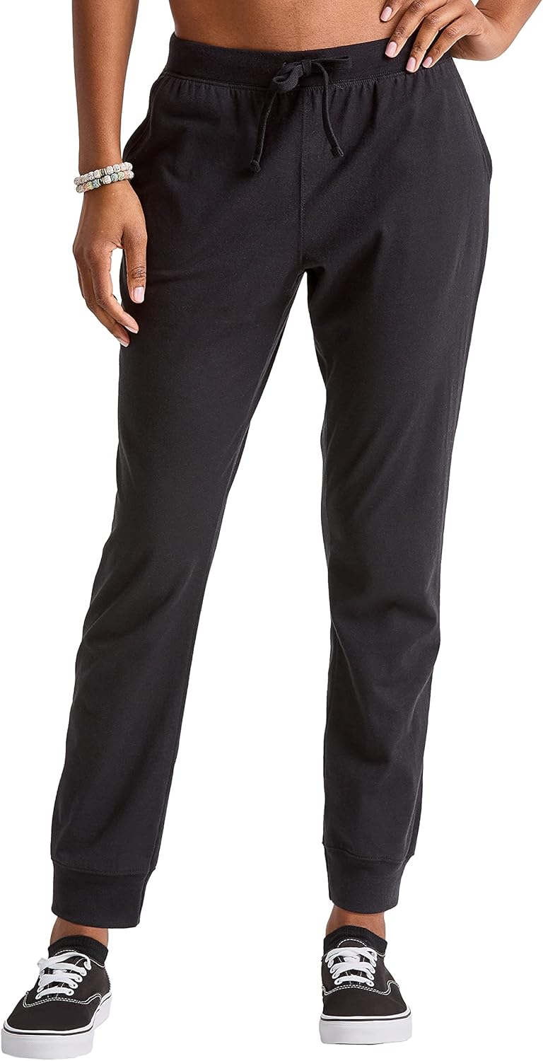 Hanes Women’s Originals Cotton Joggers, 100% Cotton Jersey Sweatpants for Women, 29″ Inseam