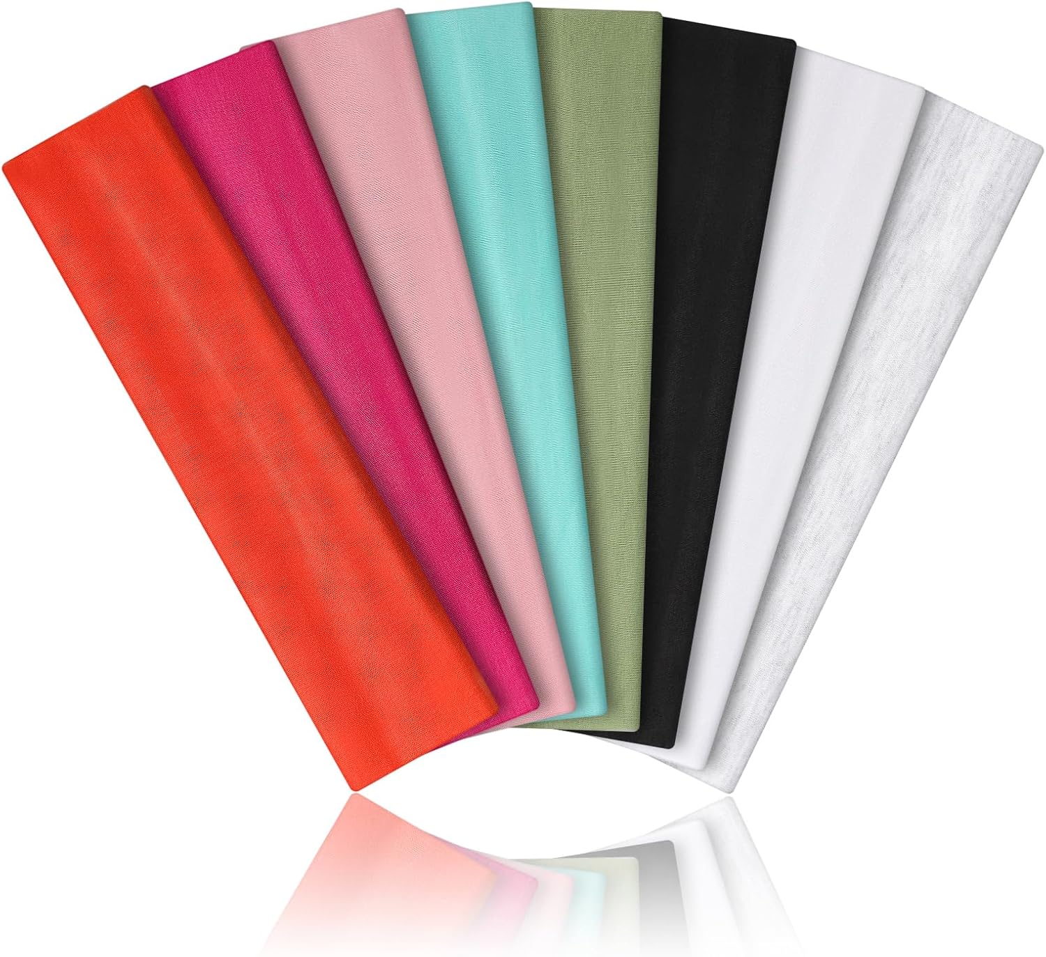 8PCS Soft Elastic Stretch Workout Sports Headbands for Women – Soft Cloth, Sweat-Absorbing, Colourful Athletic Headbands for Girl’s Hair, Ideal for Yoga,Running and Gym