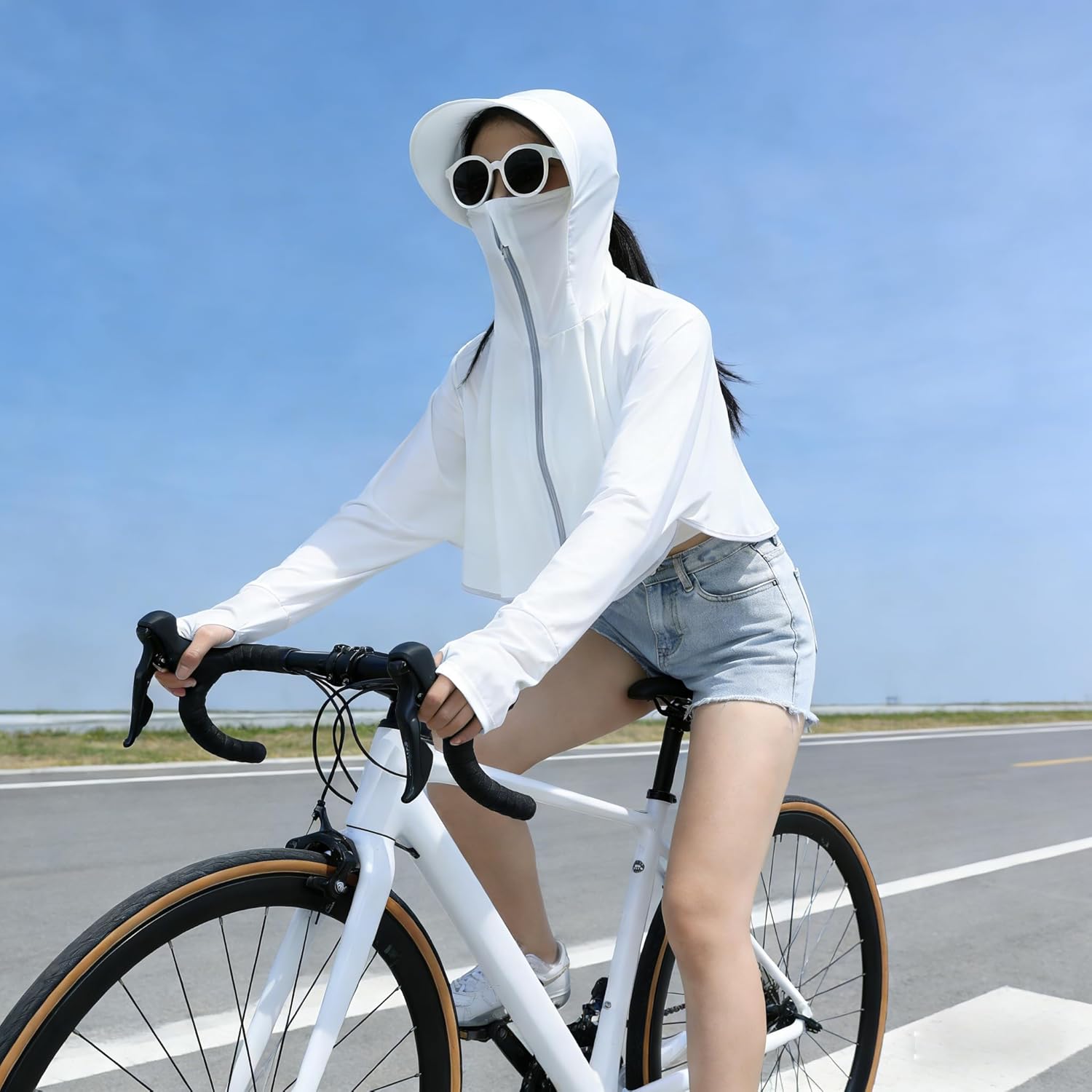 Lightweight Sun-Protection-Tops Women Outdoor UPF 50+ Hiking Tops Jacket Athletic Workout Crop Running