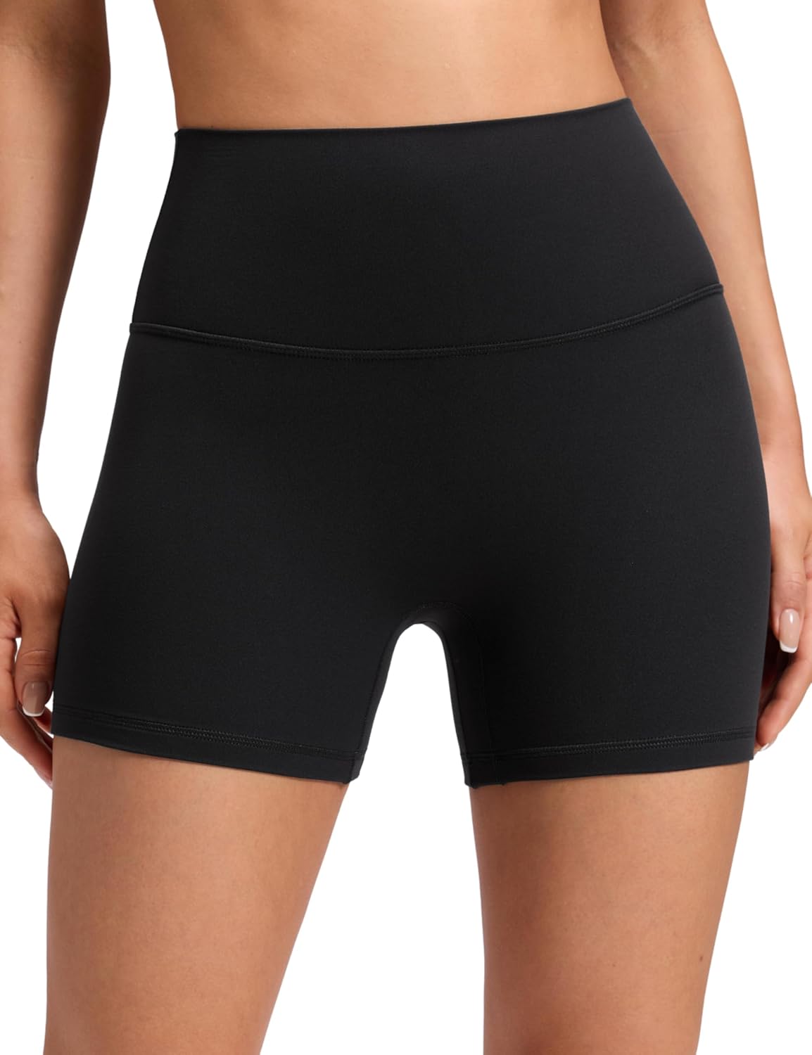 CRZ YOGA Butterluxe No Front Seam Biker Shorts 4″ – High Waisted Lounge Pilates Workout Athletic Womens Buttery Soft