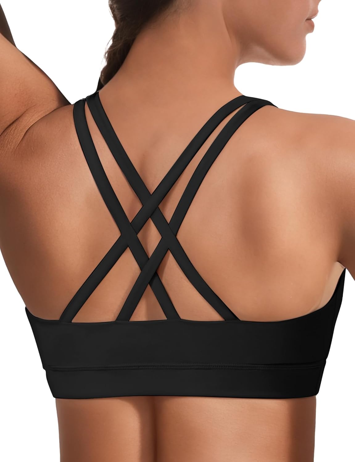 Buauty Sports Bras for Women, High Support Racerback Bras for Large Bust, High Impact Strappy Yoga Workout Gym Bra