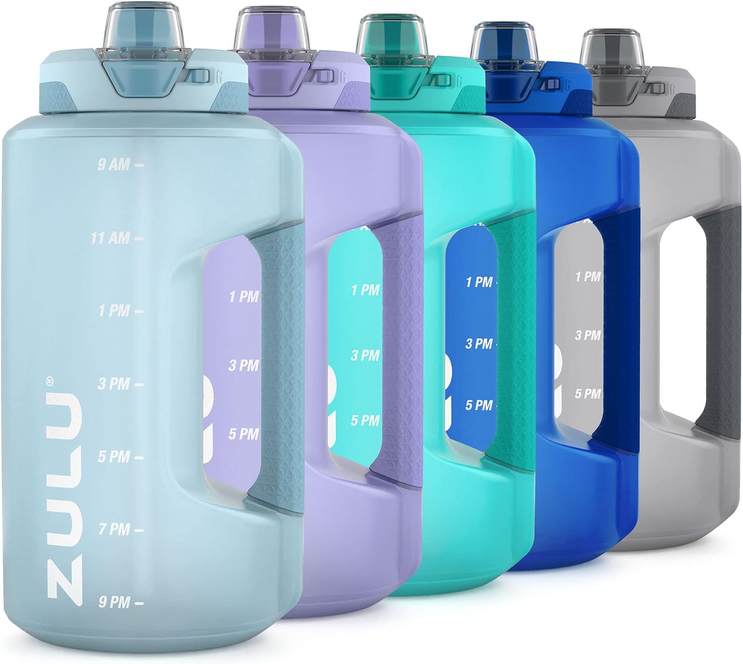 Zulu Goals Half Gallon Jug with Time Marker & Handle for All Day Hydration & Silicone Straw with Locking, Leak-Proof Lid, BPA Free, 64oz