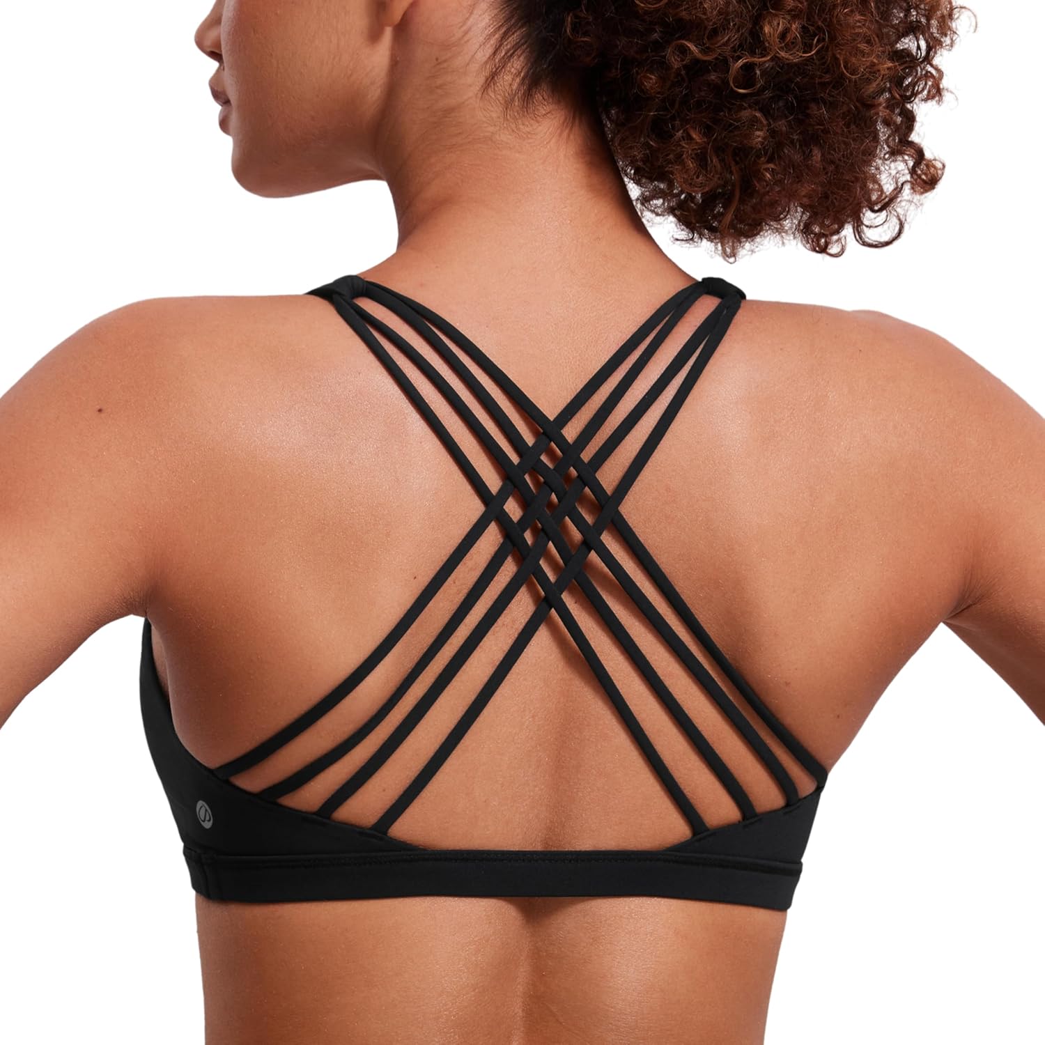 CRZ YOGA Naked Feeling Strappy Sports Bras for Women – Criss Cross Back Wireless Padded Cami Yoga Workout Top