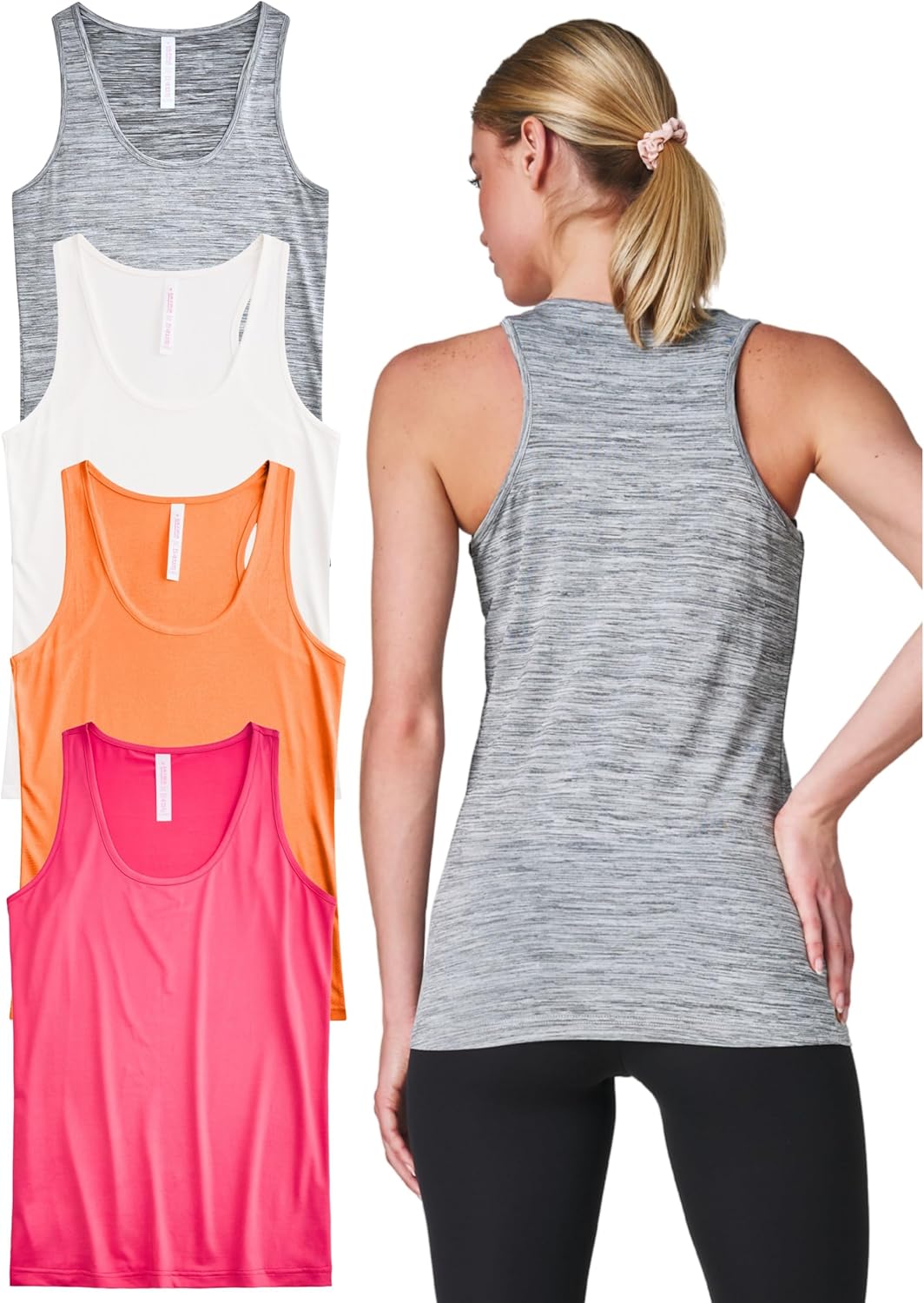 Ultra Performance Womens Athletic Workout Tank Tops 4 Pack Women’s Running Shirts Casual Loose fit Gym Tanks for Women