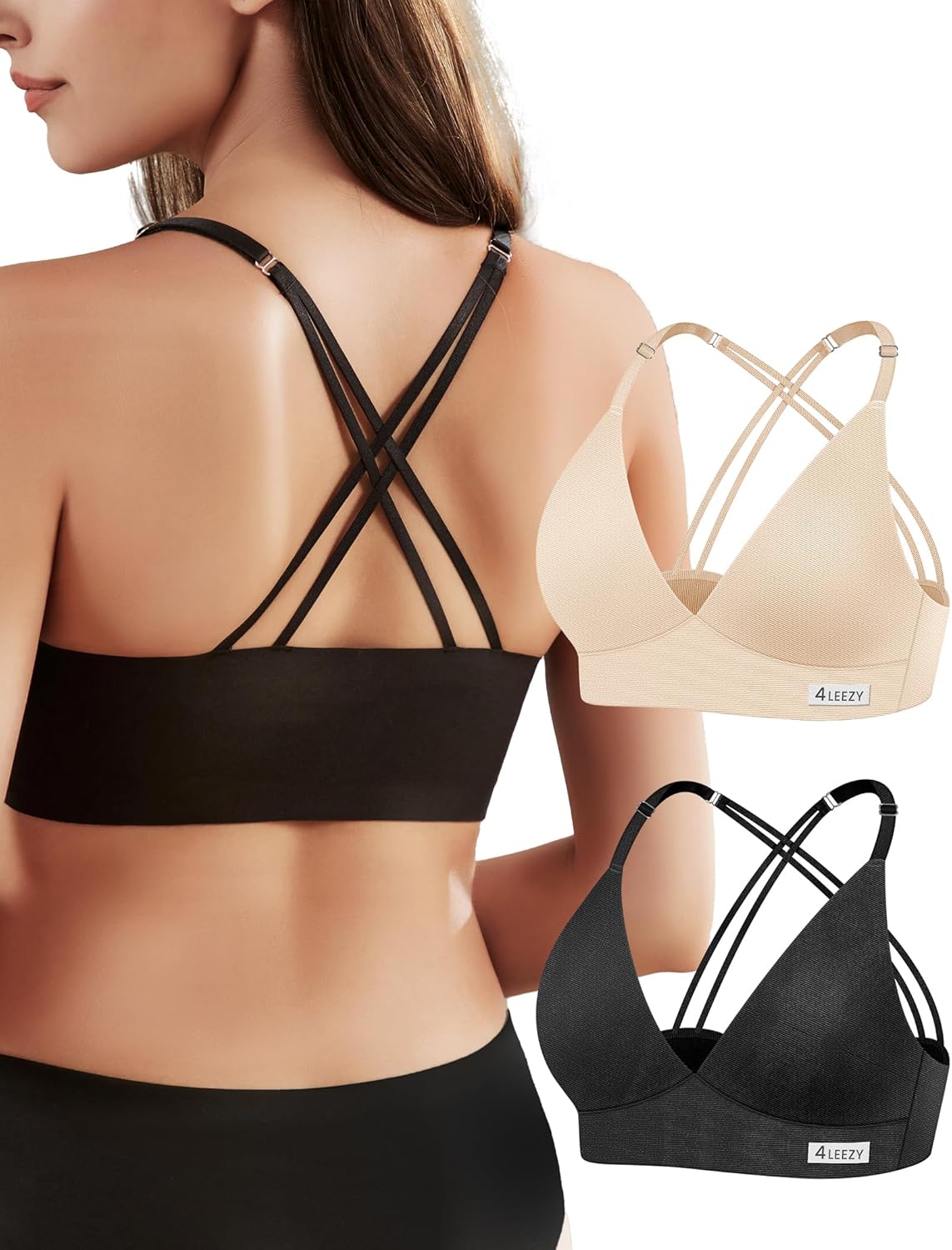 Women’s Wireless Bras – Seamless Sports Bra Bralettes Comfort Padded Workout Tops Crossback Cami Crop S-XXL