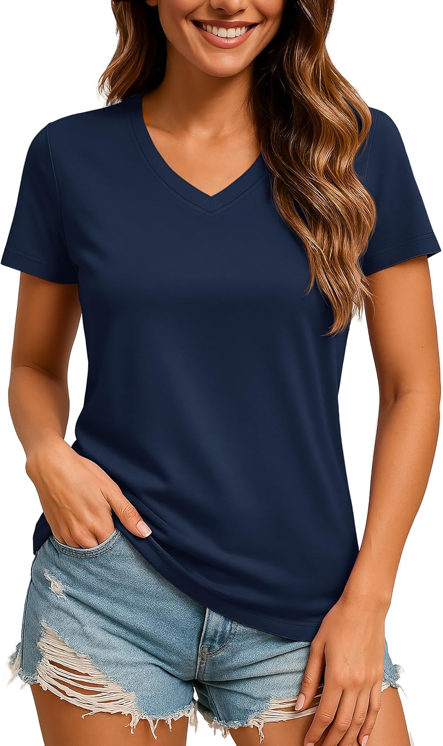 TACVASEN Women’s V-Neck T Shirts Short Sleeve UPF 50+ Sun Protection Performance Quick Dry Athletic Workout Tee Tops