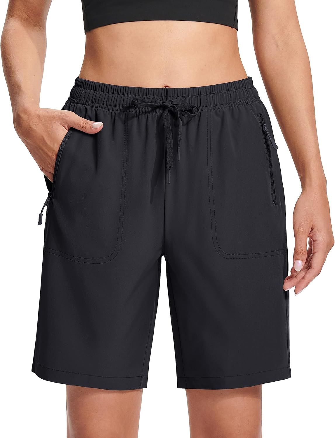 MAGCOMSEN Women’s Hiking Shorts Lightweight Quick Dry 8″ Golf Shorts Water Resistant with 3 Zipper Pockets