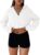 Aurgelmir Women’s Cropped Zip Up Hoodie Sweatshirts Long Sleeve Casual Loose Y2K Pullover Tops