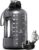AQUAFIT Half Gallon Water Bottle with Time Marker – Straw & Chug Lid – BPA Free Gym Water Bottle with Straw – Big Gallon Jug (Gray, 64 oz – 2in1 Lid)