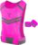 Reflective Running Vest with Pocket & 2 Bands with High visibility for Night Running, Walking & Cycling