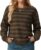 IWOLLENCE Women’s Lightweight Waffle Knit Striped Long Sleeve Tops Crewneck Preppy Shirts Casual Loose Fall Sweaters
