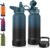 CIVAGO 32 oz Insulated Water Bottle With Straw, Stainless Steel Sports Water Cup Flask with 3 Lids (Straw, Spout and Handle Lid), Wide Mouth Travel Thermal Mug, Indigo Black