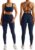 RXRXCOCO Ribbed Workout Sets for Women 2 Piece Backless Strappy Sports Bra Seamless Leggings Matching Set Yoga Outfits