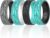 ThunderFit Silicone Rings for Women, Round Patterned Design Wedding Bands 6.8mm Wide 1.8mm Thick, Breathable Bands & Standard Inner Layers – 1/4/7 Variety Multipack
