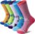 FNOVCO Women’s Hiking Walking Running Crew Socks Thick Cushioned Athletic Compression Socks 5 Pairs