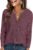 ANRABESS Women’s Long Sleeve Waffle Knit Shirts Dressy Casual Loose Button Up V Neck Henley Tops 2026 Fall Basic Tee Blouse
